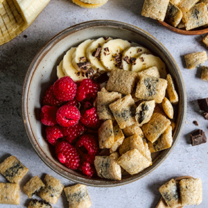 BOL CÉRÉALES FOURRÉES CACAO NOISETTES NUTRISCORE A FRAMBOISE BANANE